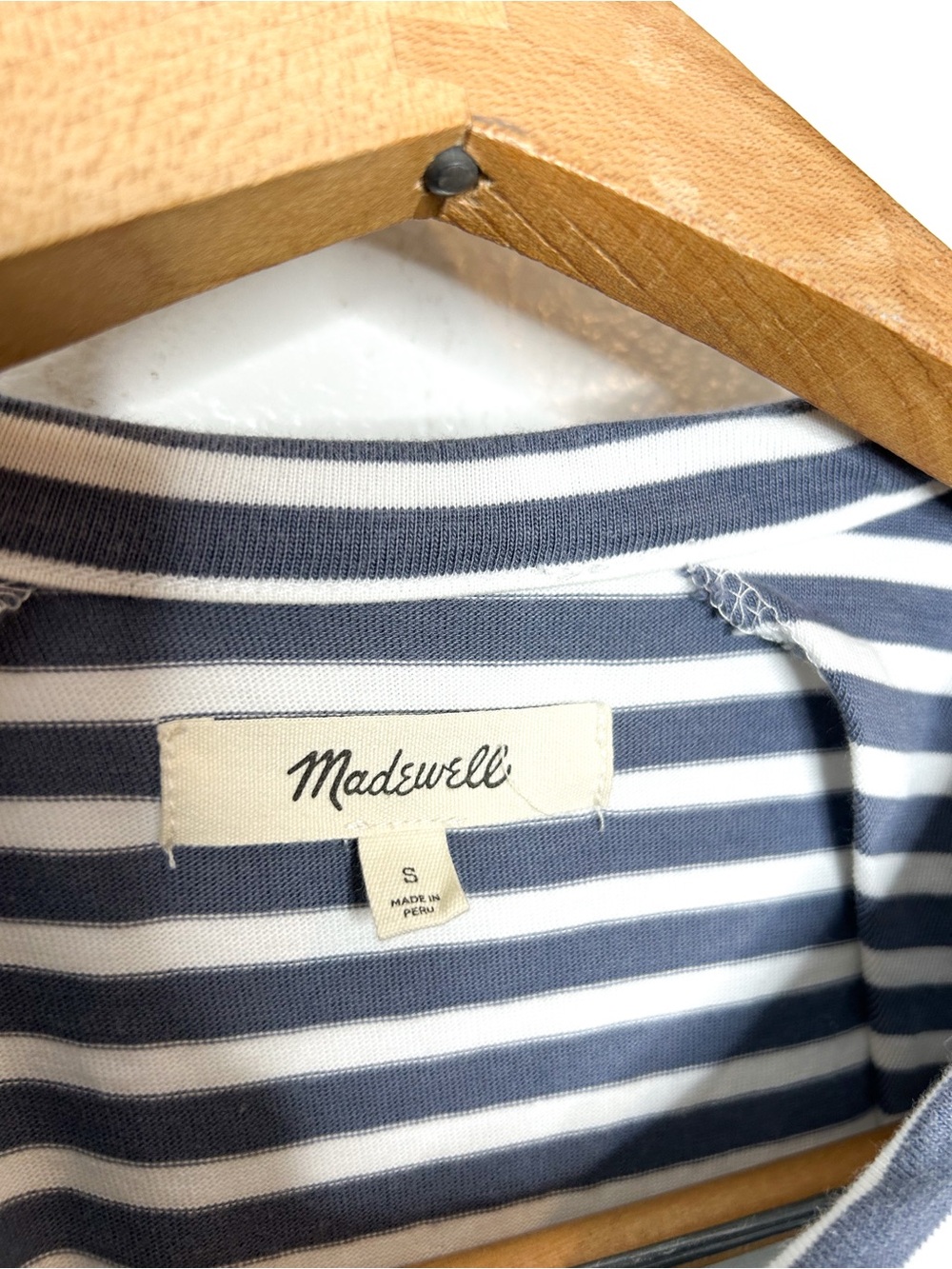 Madewell Womens Blue Grey Striped Structured Shoulder Muscle Tee Tank Top Small - Picture 5 of 8